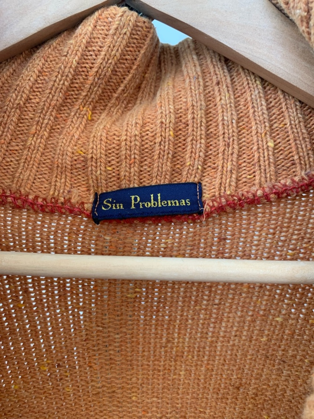 Women’s Two-Tone Zip Front Knit Cardigan - Rust & Mustard - Picture 2 of 7